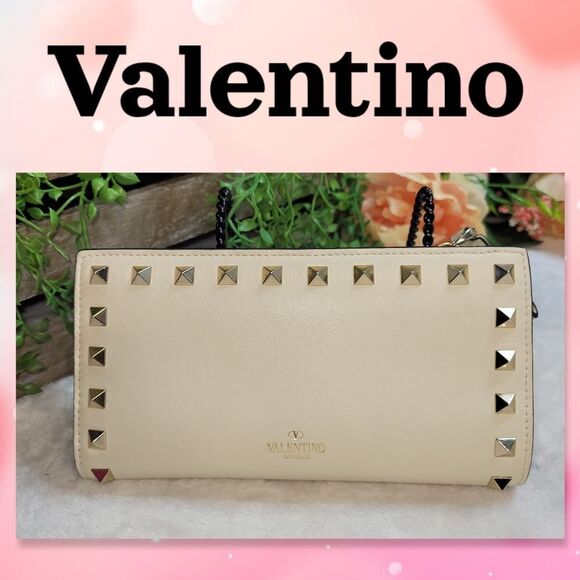 Authentic Valentino Garavani Leather Studded Wallet EUC GORGEOUS - Picture 1 of 17